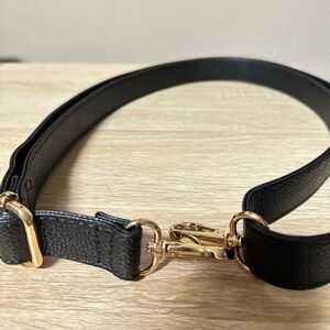 Elegant Black Leather Strap with Gold Accents